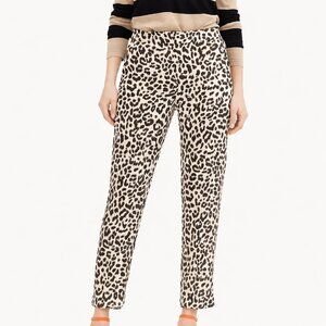 J. Crew Linen Blend Pants Size 12 Leopard Print